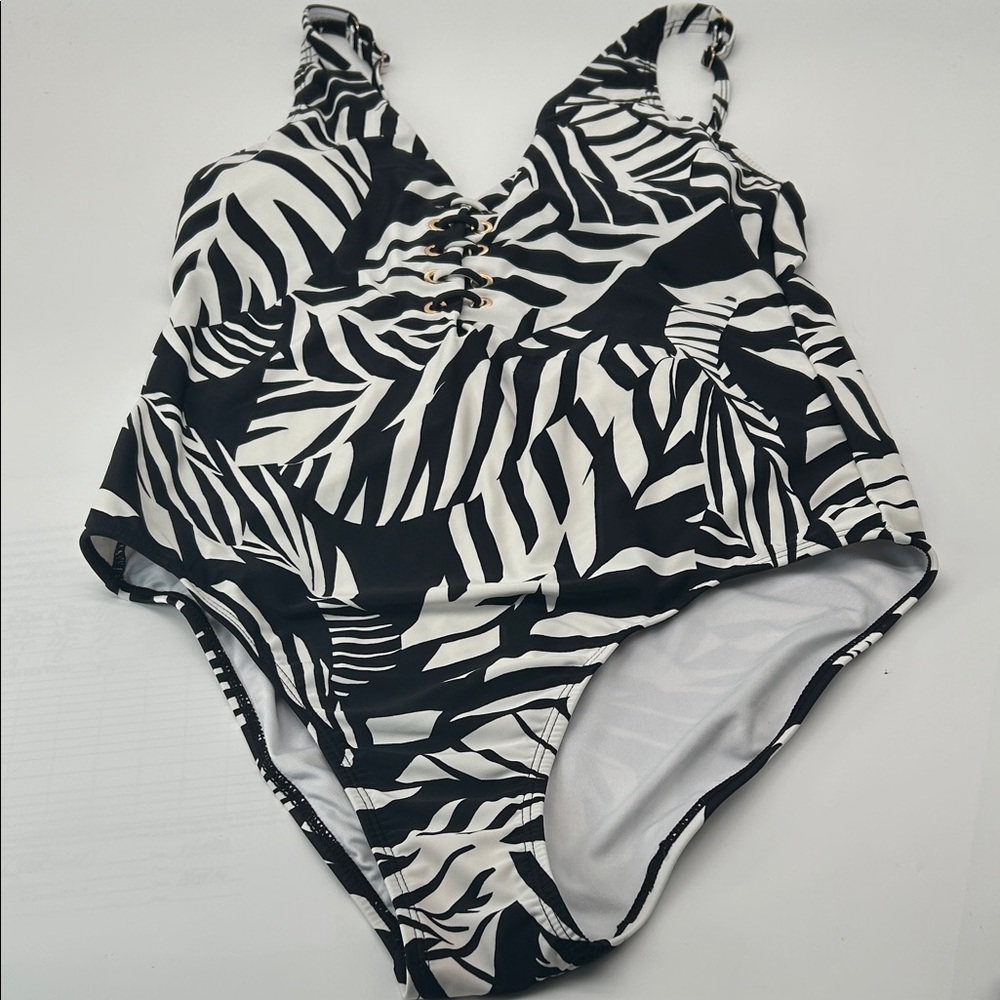 Women’s Black & White Zebra One-Piece Swimsuit - Picture 15 of 16